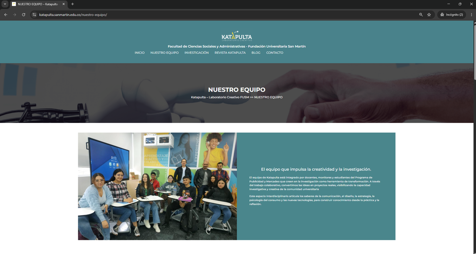 Captura de Katapulta — Espacio Virtual UCSM